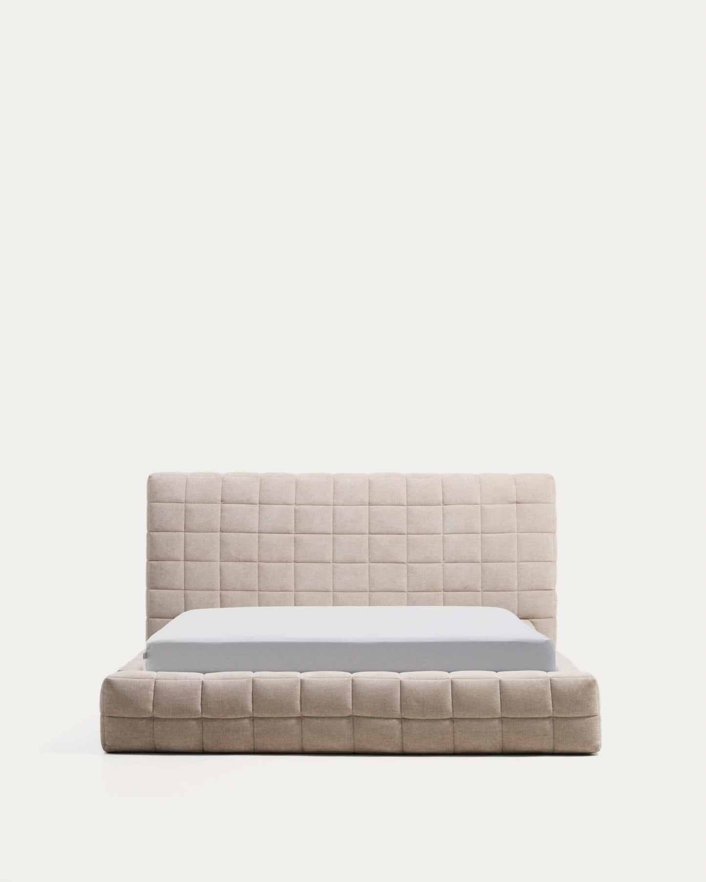 Letto sfoderabile Luiana in ciniglia beige per materasso da 160 x 200 cm