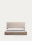 Letto sfoderabile Luiana in ciniglia beige per materasso da 160 x 200 cm