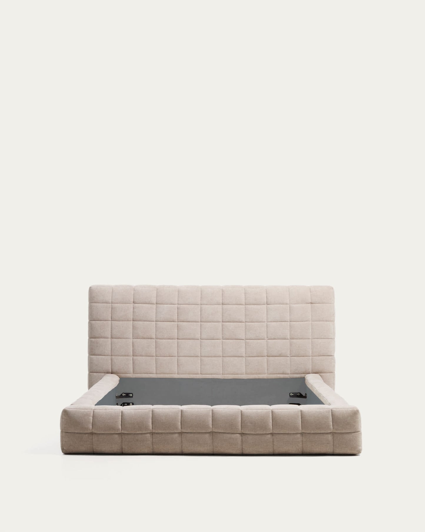 Letto sfoderabile Luiana in ciniglia beige per materasso da 160 x 200 cm