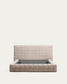 Letto sfoderabile Luiana in ciniglia beige per materasso da 160 x 200 cm
