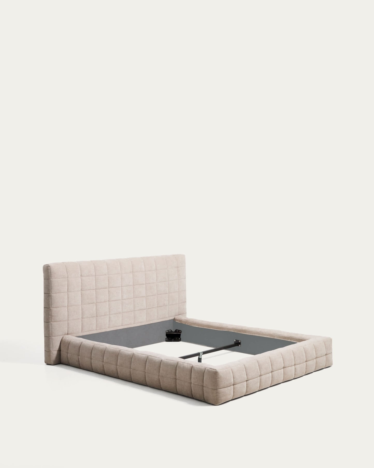 Letto sfoderabile Luiana in ciniglia beige per materasso da 160 x 200 cm