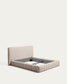 Letto sfoderabile Luiana in ciniglia beige per materasso da 160 x 200 cm