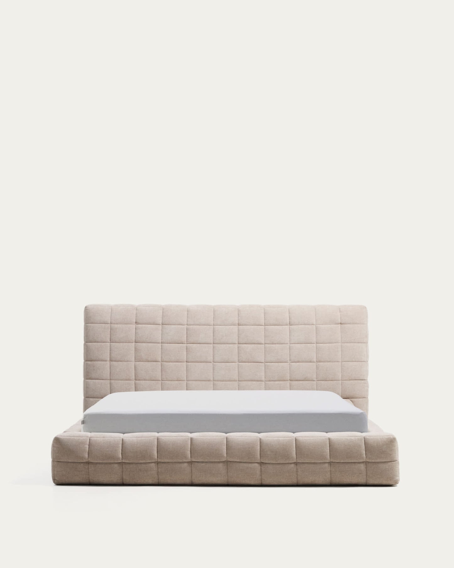 Letto sfoderabile Luiana in ciniglia beige per materasso da 180 x 200 cm
