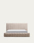 Letto sfoderabile Luiana in ciniglia beige per materasso da 180 x 200 cm