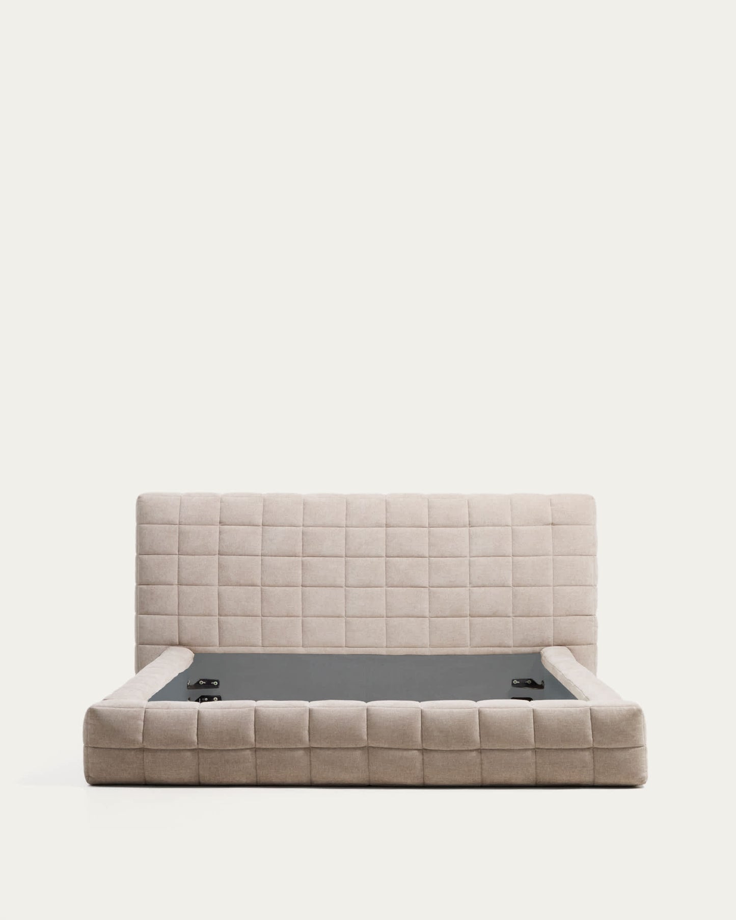 Letto sfoderabile Luiana in ciniglia beige per materasso da 180 x 200 cm
