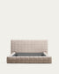 Letto sfoderabile Luiana in ciniglia beige per materasso da 180 x 200 cm