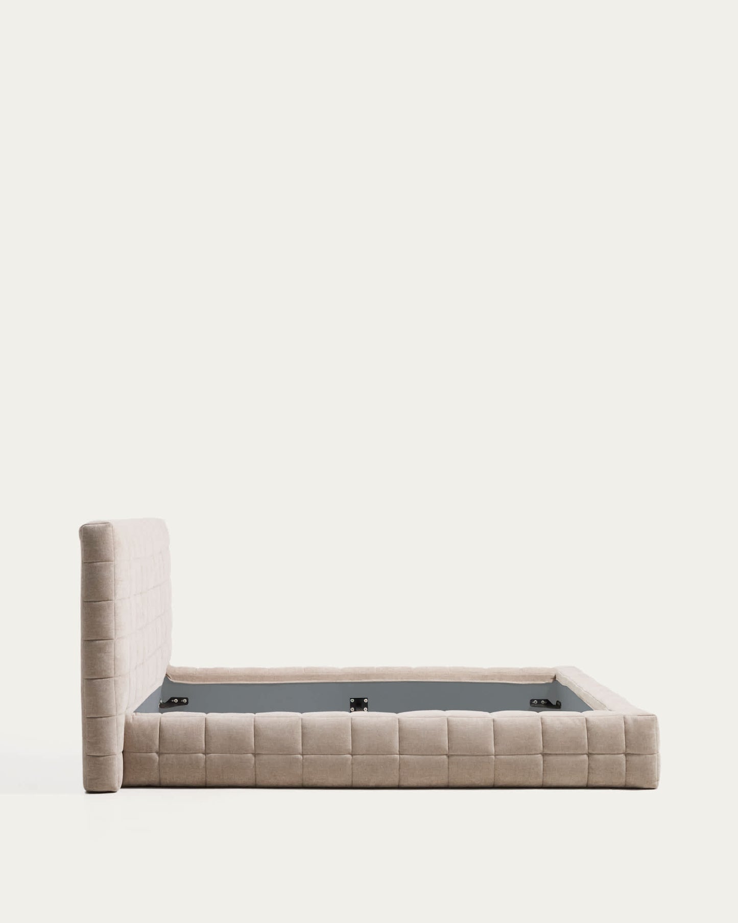 Letto sfoderabile Luiana in ciniglia beige per materasso da 180 x 200 cm