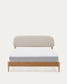 Letto Octavia impiallacciato di frassino testiera foderata bianco 180 x 200 cm
