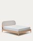 Letto Octavia impiallacciato di frassino testiera foderata bianco 180 x 200 cm
