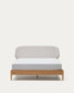 Letto Octavia impiallacciato di frassino testiera foderata bianco 180 x 200 cm