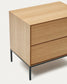 Comodino Vedrana 2 cassetti impiallacciato rovere e gambe in acciaio nero 60 x 55 cm