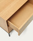 Comodino Vedrana 2 cassetti impiallacciato rovere e gambe in acciaio nero 60 x 55 cm