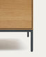 Comodino Vedrana 2 cassetti impiallacciato rovere e gambe in acciaio nero 60 x 55 cm