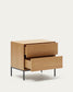 Comodino Vedrana 2 cassetti impiallacciato rovere e gambe in acciaio nero 60 x 55 cm