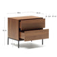 Comodino Vedrana 2 cassetti impiallacciato noce e gambe in acciaio nero 60 x 55 cm