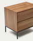 Comodino Vedrana 2 cassetti impiallacciato noce e gambe in acciaio nero 60 x 55 cm