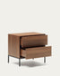 Comodino Vedrana 2 cassetti impiallacciato noce e gambe in acciaio nero 60 x 55 cm