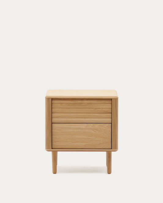Comodino Lenon 2 cassetti in legno e rovere impiallacciato 50 x 55 cm