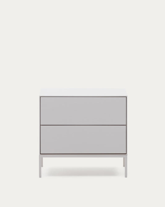 Comodino Vedrana 2 cassetti laccato bianco 60 x 55 cm