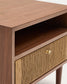 Comodino Elan in impiallacciatura e legno massello in noce corda 51x45cm