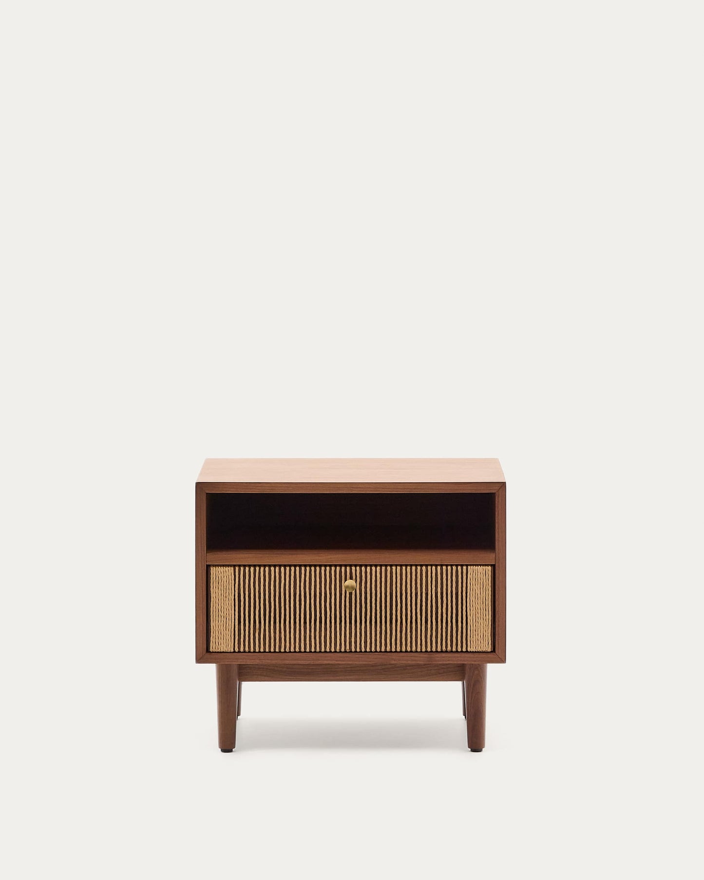 Comodino Elan in impiallacciatura e legno massello in noce corda 51x45cm