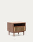 Comodino Elan in impiallacciatura e legno massello in noce corda 51x45cm