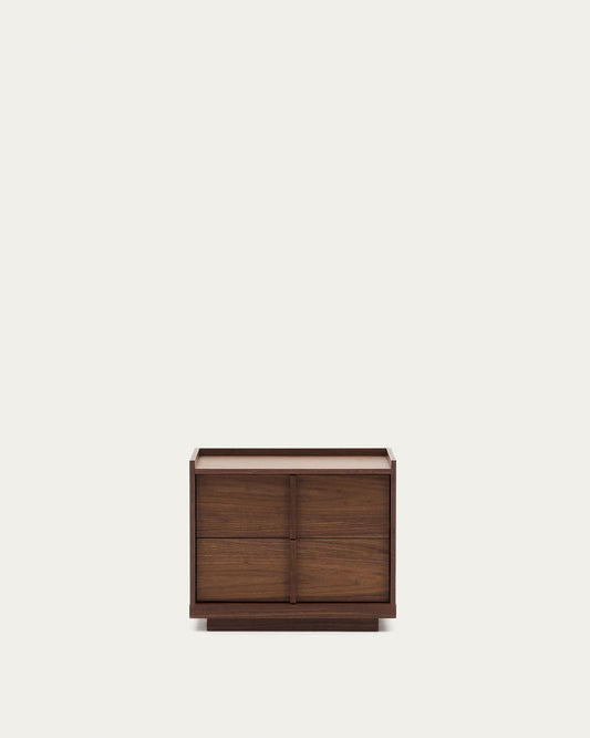 Comodino Onix 2 cassetti impiallacciatura in noce finitura scura 60 x 47cm