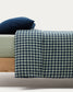 Set Yanil copripiumino, lenzuolo con angoli e federa 100% cotone a quadrati verde e blu 60x120cm