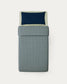 Set Yanil copripiumino, lenzuolo con angoli e federa 100% cotone a quadrati verde e blu 60x120cm