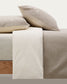 Set Sotela di copripiumino e federa a righe ricamato 100% cotone percalle beige letto da 90 cm