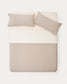 Set Sotela di copripiumino e federa a righe ricamato 100% cotone percalle beige letto da 90 cm