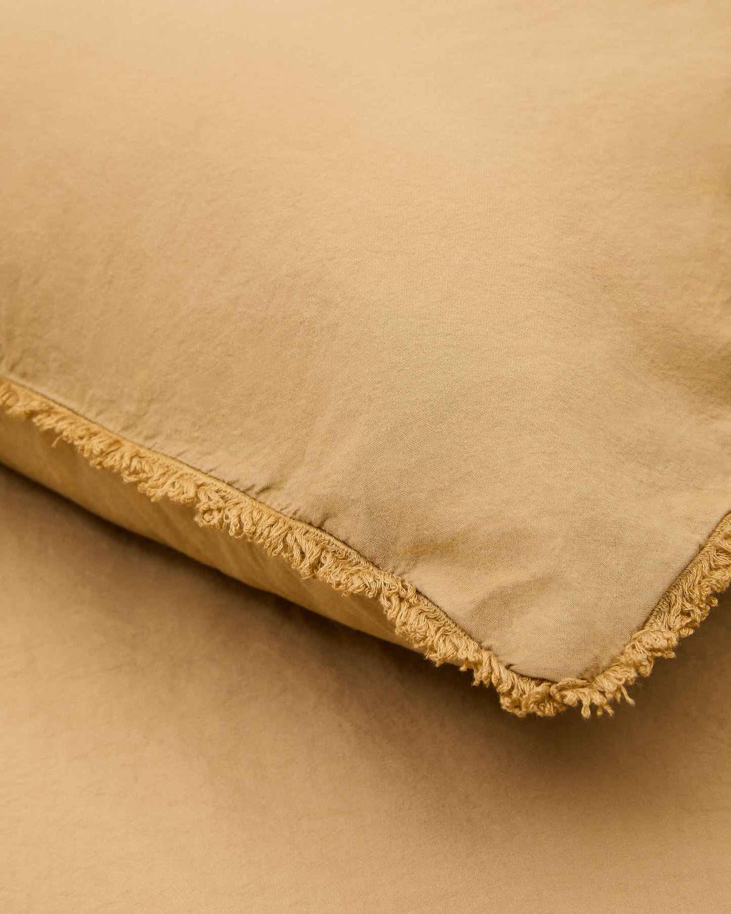 Set Sifinia copripiumino e federa 100% cotone percalle con frange mostarda letto 90 cm