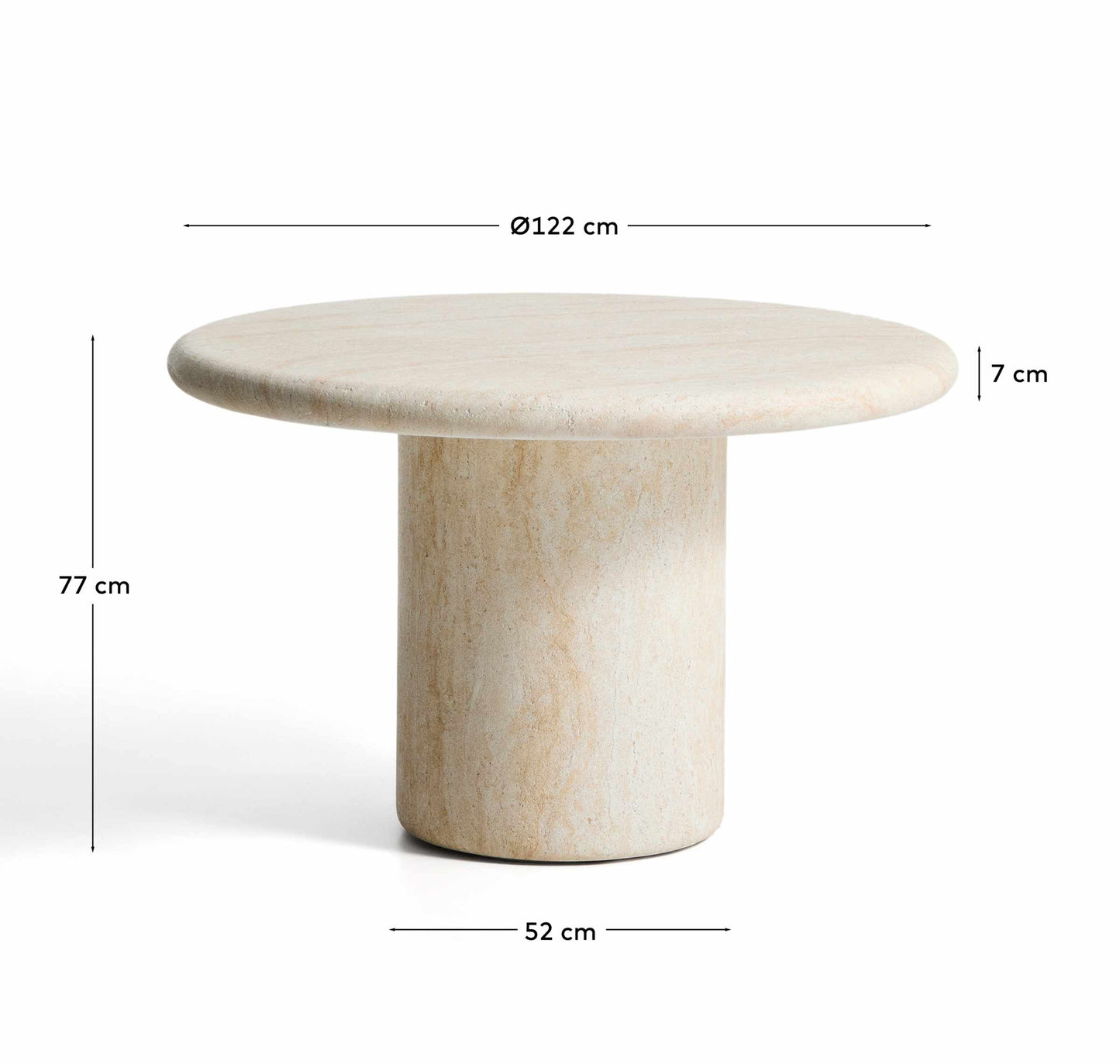 Tavolo rotondo Drasi in cemento con finitura effetto travertino Ø 122 cm