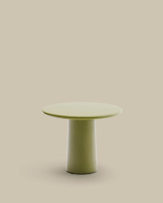 Tavolino da salotto Albanella in cemento con finitura verde lucida Ø 65 cm
