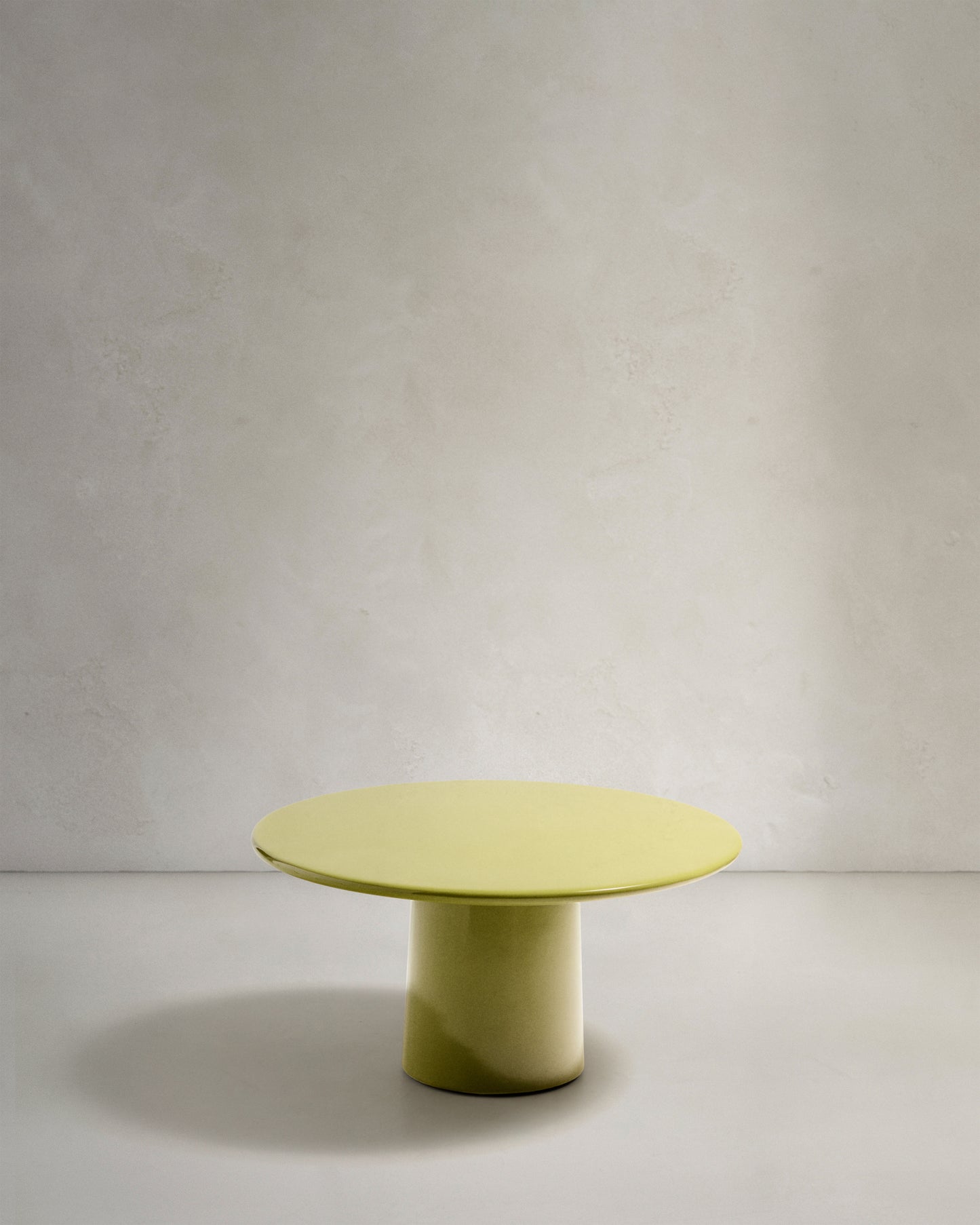 Tavolino da salotto Albanella in cemento con finitura verde lucido Ø 85 cm