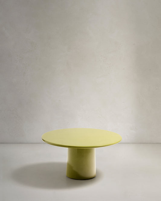Tavolino da salotto Albanella in cemento con finitura verde lucido Ø 85 cm