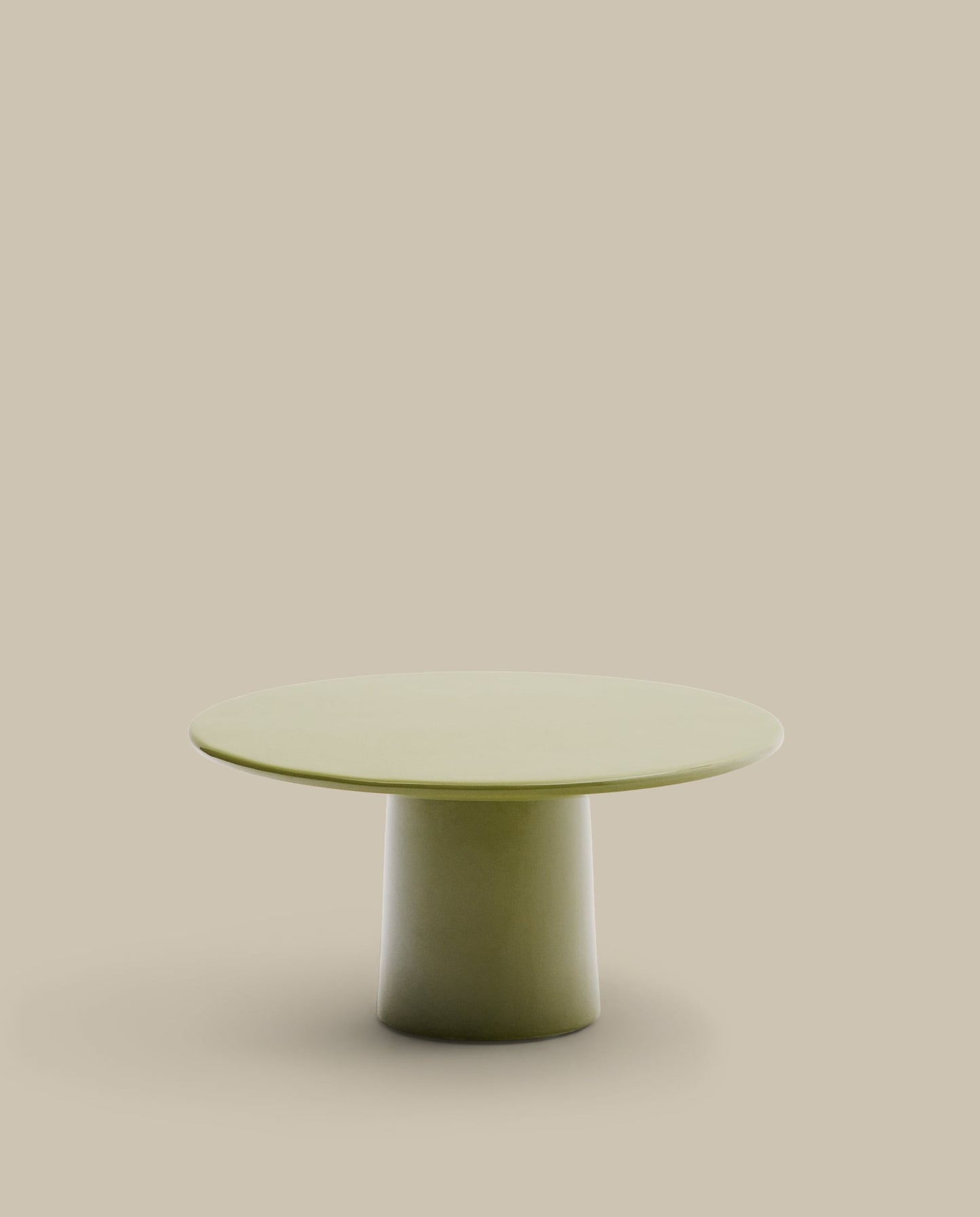 Tavolino da salotto Albanella in cemento con finitura verde lucido Ø 85 cm