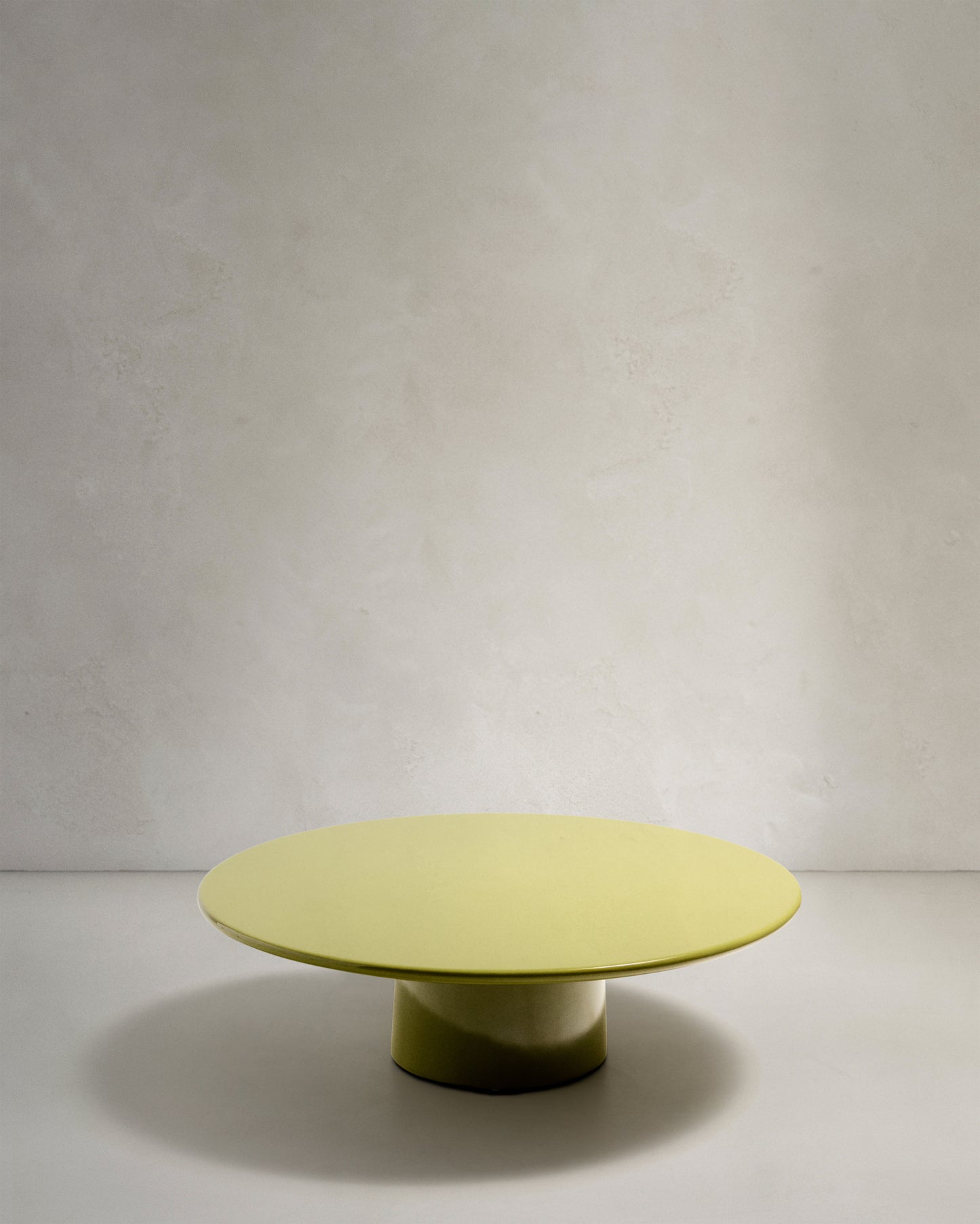 Tavolino da salotto Albanella in cemento con finitura verde lucido Ø 110 cm