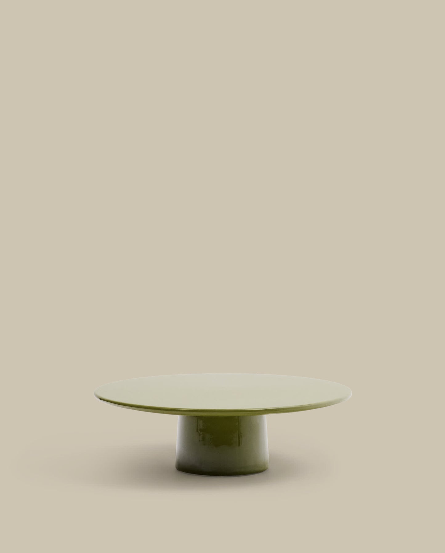 Tavolino da salotto Albanella in cemento con finitura verde lucido Ø 110 cm