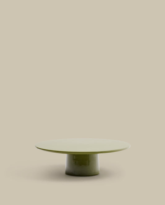 Tavolino da salotto Albanella in cemento con finitura verde lucido Ø 110 cm