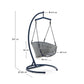 Poltrona sospesa con piede Saliga in alluminio e rattan sintetico blu