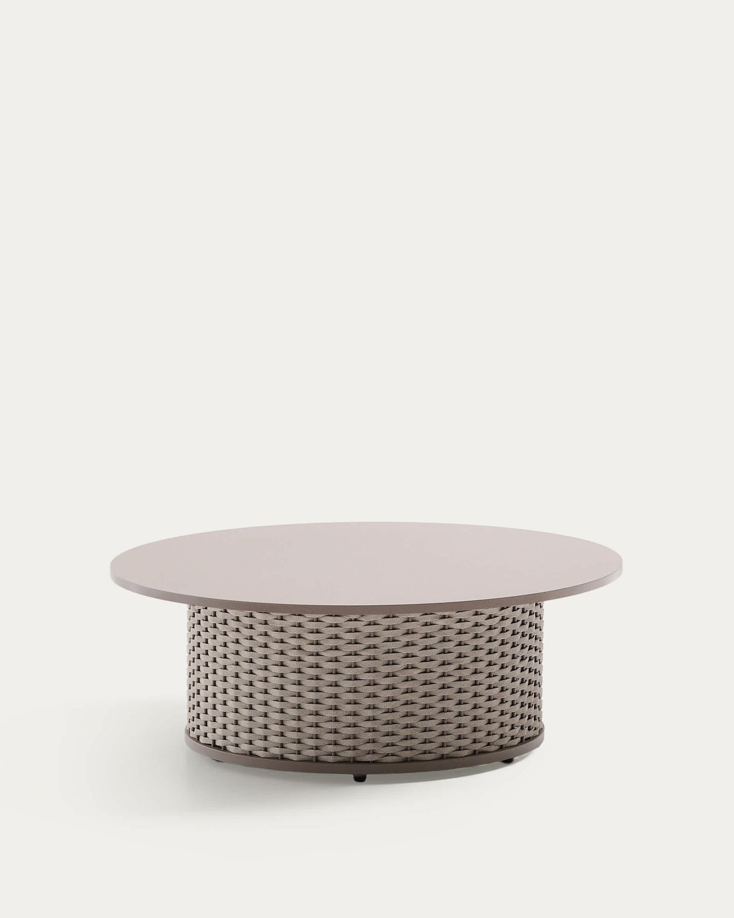 Tavolino basso da esterno Sedalis in alluminio e corda taupe Ø 99 cm