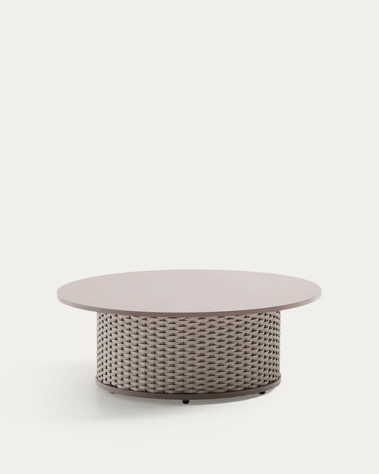 Tavolino basso da esterno Sedalis in alluminio e corda taupe Ø 99 cm