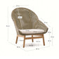 Poltrona Olbia con schienale alto in rattan sintetico e legno massiccio teak