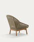 Poltrona Olbia con schienale alto in rattan sintetico e legno massiccio teak