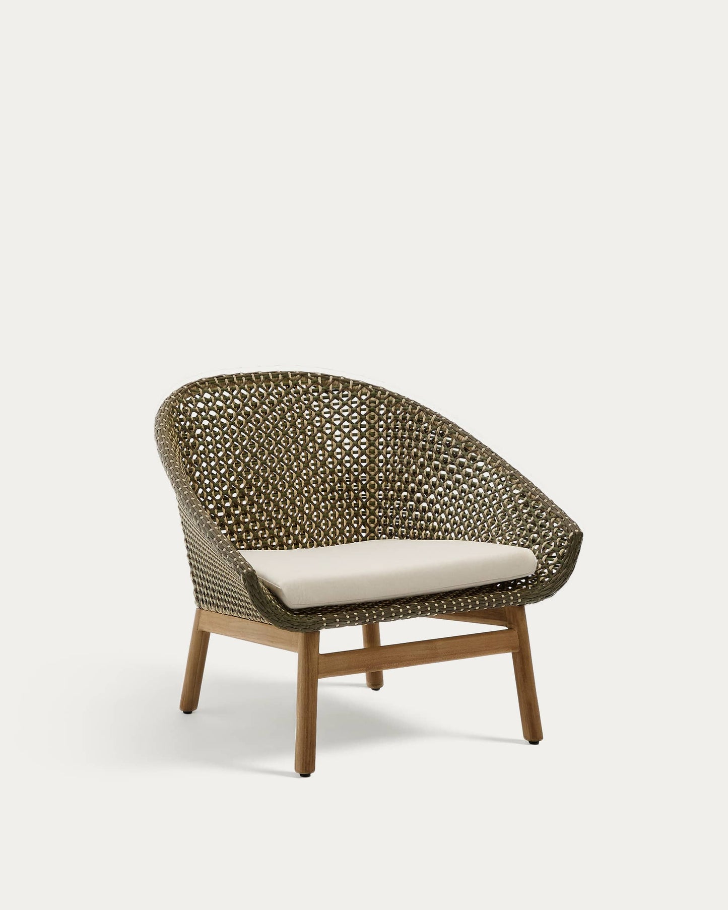 Poltrona Olbia in rattan sintetico e legno massiccio teak