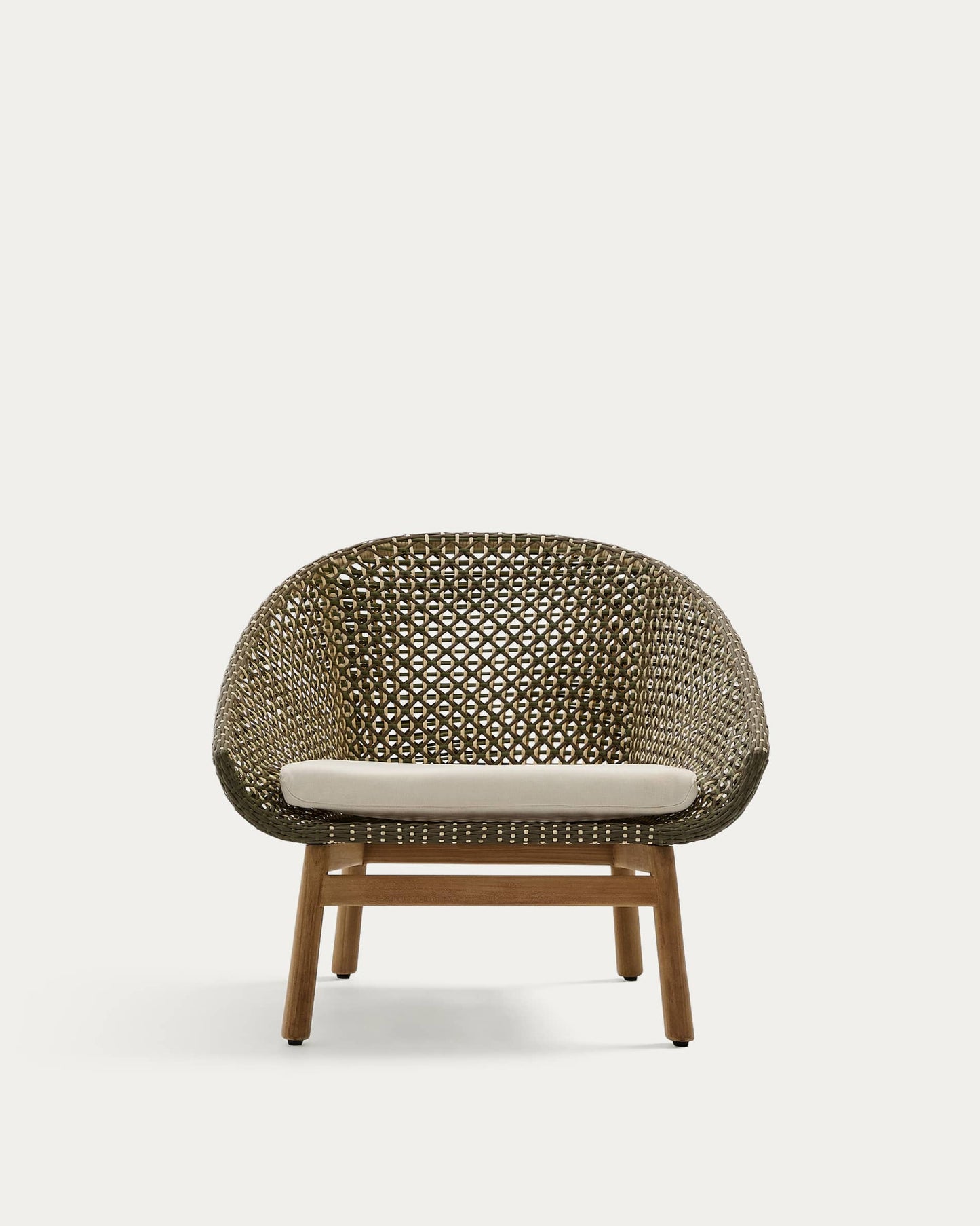 Poltrona Olbia in rattan sintetico e legno massiccio teak