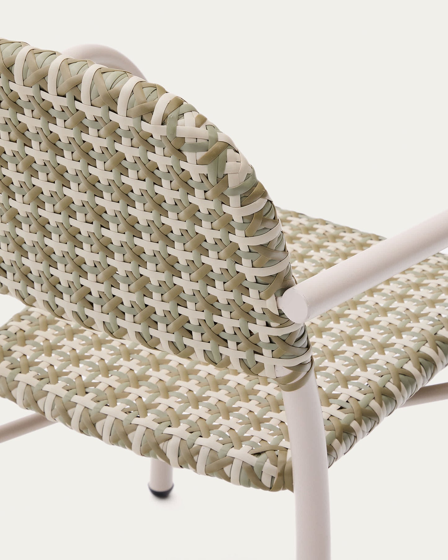 Sedia impilabile Tuccia in alluminio e rattan sintetico verde e beige