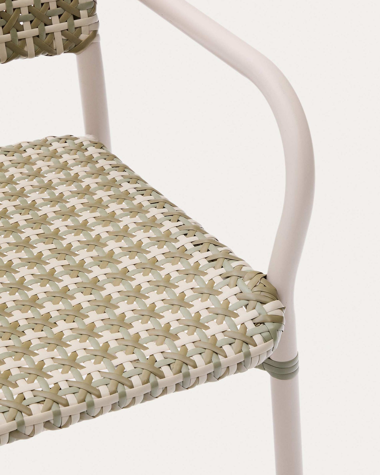 Sedia impilabile Tuccia in alluminio e rattan sintetico verde e beige