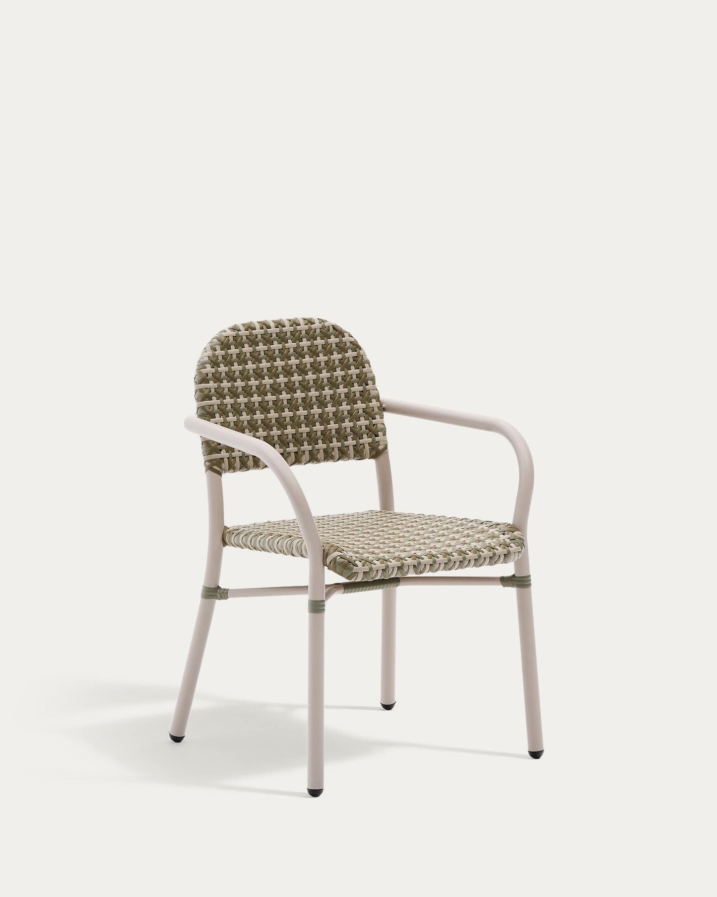 Sedia impilabile Tuccia in alluminio e rattan sintetico verde e beige